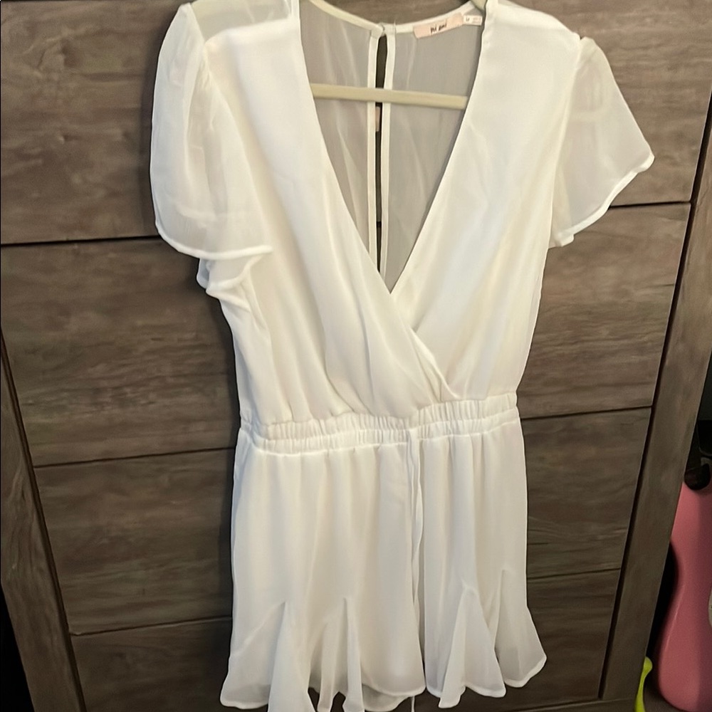 White Chiffon Short Sleeve Romper